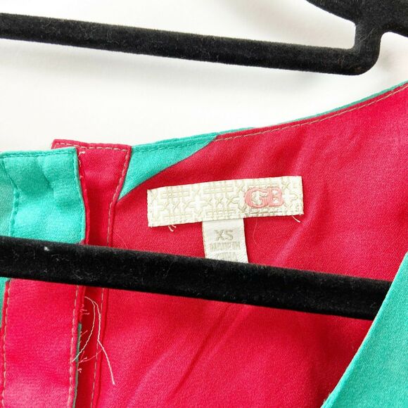 2/$30 Gianni Bini XS Womens Teal Coral Long Sleeve Cold Shoulder Blouse - Picture 5 of 9